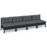 NNEVL 4-Seater Garden Sofa with Anthracite Cushions Solid Pinewood