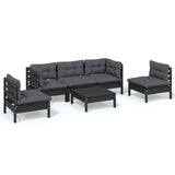 NNEVL 6 Piece Garden Lounge Set with Cushions Solid Pinewood