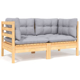 NNEVL 7 Piece Garden Lounge Set with Grey Cushions Solid Pinewood