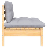 NNEVL 7 Piece Garden Lounge Set with Grey Cushions Solid Pinewood