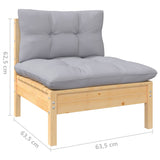 NNEVL 8 Piece Garden Lounge Set with Grey Cushions Solid Pinewood