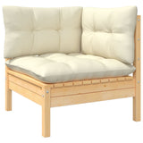 NNEVL 3 Piece Garden Lounge Set with Cream Cushions Solid Wood Pine