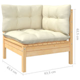 NNEVL 3 Piece Garden Lounge Set with Cream Cushions Solid Wood Pine