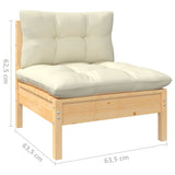NNEVL 3 Piece Garden Lounge Set with Cream Cushions Solid Wood Pine
