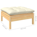 NNEVL 3 Piece Garden Lounge Set with Cream Cushions Solid Wood Pine