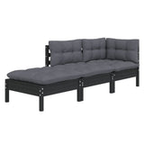 NNEVL 3 Piece Garden Lounge Set with Cushions Solid Wood Pine
