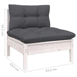 NNEVL 4 Piece Garden Lounge Set with Cushions White Pinewood