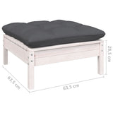 NNEVL 4 Piece Garden Lounge Set with Cushions White Pinewood