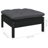 NNEVL 8 Piece Garden Lounge Set with Cushions Black Pinewood