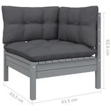 NNEVL 5 Piece Garden Lounge Set with Cushions Grey Pinewood