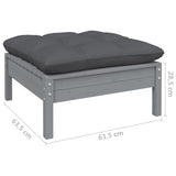NNEVL 5 Piece Garden Lounge Set with Cushions Grey Pinewood