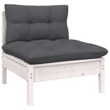 NNEVL 7 Piece Garden Lounge Set with Cushions White Pinewood