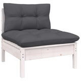 NNEVL 7 Piece Garden Lounge Set with Cushions White Solid Pinewood
