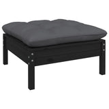 NNEVL 6 Piece Garden Lounge Set with Cushions Black Solid Pinewood