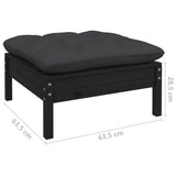 NNEVL 8 Piece Garden Lounge Set with Cushions Black Solid Pinewood