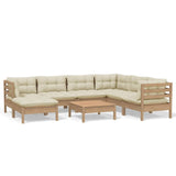 NNEVL 8 Piece Garden Lounge Set with Cushions Honey Brown Pinewood