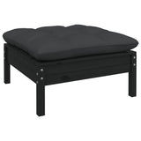 NNEVL 8 Piece Garden Lounge Set with Cushions Black Solid Pinewood