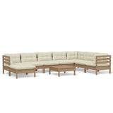 NNEVL 9 Piece Garden Lounge Set with Cushions Honey Brown Pinewood
