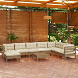 NNEVL 9 Piece Garden Lounge Set with Cushions Honey Brown Pinewood