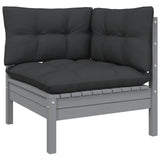 NNEVL 5 Piece Garden Lounge Set with Cushions Grey Solid Pinewood