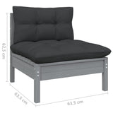 NNEVL 5 Piece Garden Lounge Set with Cushions Grey Solid Pinewood