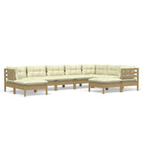 NNEVL 9 Piece Garden Lounge Set with Cushions Honey Brown Pinewood