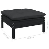 NNEVL 9 Piece Garden Lounge Set with Cushions Black Solid Pinewood