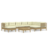 NNEVL 10 Piece Garden Lounge Set with Cushions Honey Brown Pinewood
