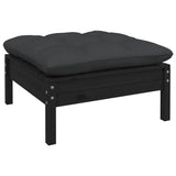 NNEVL 10 Piece Garden Lounge Set with Cushions Black Solid Pinewood