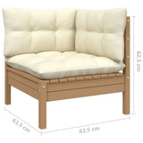 NNEVL 11 Piece Garden Lounge Set with Cushions Honey Brown Pinewood