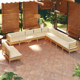 NNEVL 11 Piece Garden Lounge Set with Cushions Honey Brown Pinewood