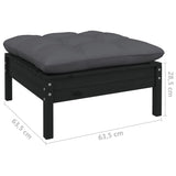 NNEVL 12 Piece Garden Lounge Set with Cushions Black Solid Pinewood