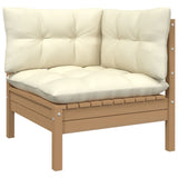 NNEVL 12 Piece Garden Lounge Set with Cushions Honey Brown Pinewood