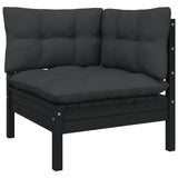 NNEVL 14 Piece Garden Lounge Set with Cushions Black Solid Pinewood