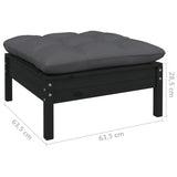NNEVL 10 Piece Garden Lounge Set with Cushions Black Solid Pinewood