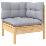 NNEVL 10 Piece Garden Lounge Set with Grey Cushions Solid Pinewood