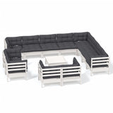 NNEVL 13 Piece Garden Lounge Set with Cushions White Solid Pinewood