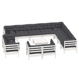 NNEVL 13 Piece Garden Lounge Set with Cushions White Solid Pinewood