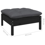 NNEVL 13 Piece Garden Lounge Set with Cushions Black Solid Pinewood