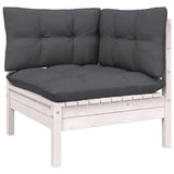 NNEVL 9 Piece Garden Lounge Set with Cushions White Pinewood