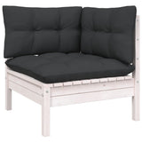 NNEVL 12 Piece Garden Lounge Set with Cushions White Pinewood