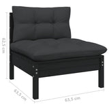 NNEVL 12 Piece Garden Lounge Set with Cushions Black Pinewood