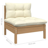 NNEVL 7 Piece Garden Lounge Set with Cushions Honey Brown Pinewood