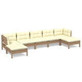 NNEVL 7 Piece Garden Lounge Set with Cushions Honey Brown Pinewood