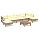 NNEVL 8 Piece Garden Lounge Set with Cushions Honey Brown Pinewood