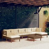 NNEVL 8 Piece Garden Lounge Set with Cushions Honey Brown Pinewood