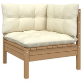 NNEVL 9 Piece Garden Lounge Set with Cushions Honey Brown Pinewood