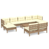 NNEVL 10 Piece Garden Lounge Set with Cushions Honey Brown Pinewood