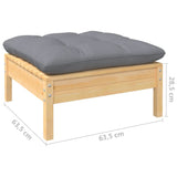 NNEVL 11 Piece Garden Lounge Set with Grey Cushions Pinewood