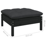 NNEVL 9 Piece Garden Lounge Set with Cushions Black Solid Pinewood